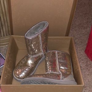 Silver sequin UGG boots